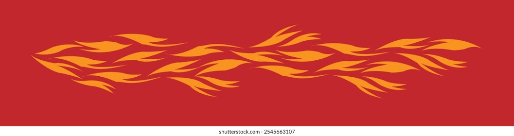 Wide format orange flames on red background