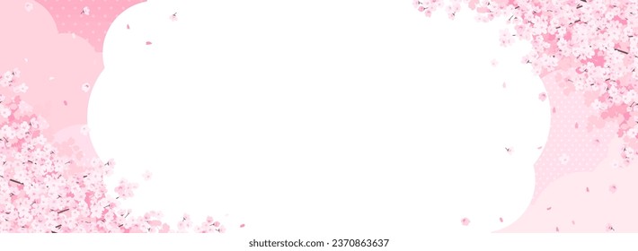 wide frame of cherry blossoms and pink clouds