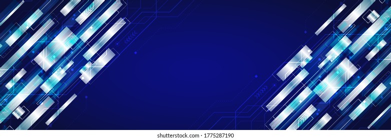 Amplio fondo de tecnología de ciencia ficción futurista. Concepto de innovación en el diseño de circuitos de alta tecnología. Ilustración del vector de comunicación abstracta.