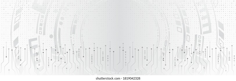 Amplio fondo de tecnología de ciencia ficción futurista. Concepto de innovación en el diseño de circuitos de alta tecnología. Ilustración del vector de comunicación abstracta.