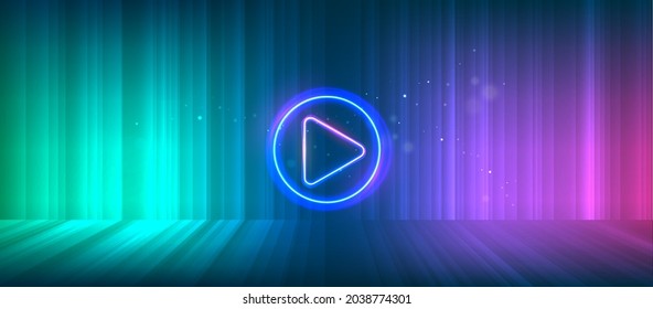 Amplio fondo de juego con líneas brillantes. Resumen del fondo de alta tecnología para el producto de visualización. Multimedia, audio, video, cine, música.
