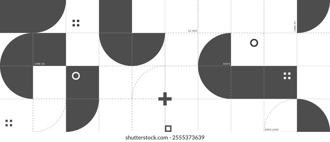 Wide geometric background with graphic data visualization.