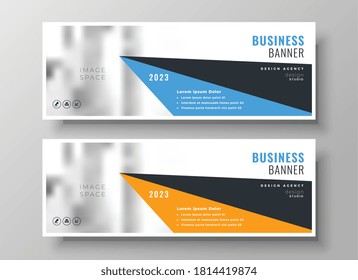 wide geometric business corporate banners set of two