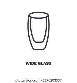 wide glass icon. Thin line wide glass icon from restaurant collection. Outline vector isolated on white background. Editable wide glass symbol can be used web and mobile
