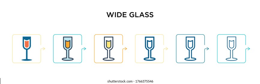 Wide glass vector icon in 6 different modern styles. Black, two colored wide glass icons designed in filled, outline, line and stroke style. Vector illustration can be used for web, mobile, ui