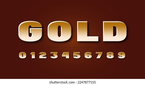 Wide golden colored bold sans serif numerals for logo and emblem design