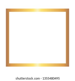 Wide golden square frame on the white background. Perfect design for headline, logo and sale banner. Vector