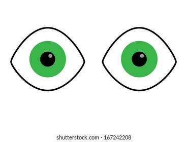 Wide Green Eyes. Vector