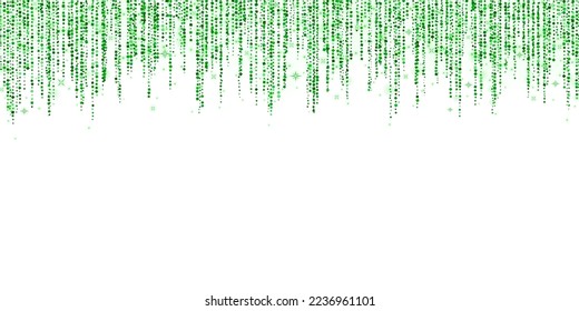 Wide green glitter garland decoration on white background. Vector