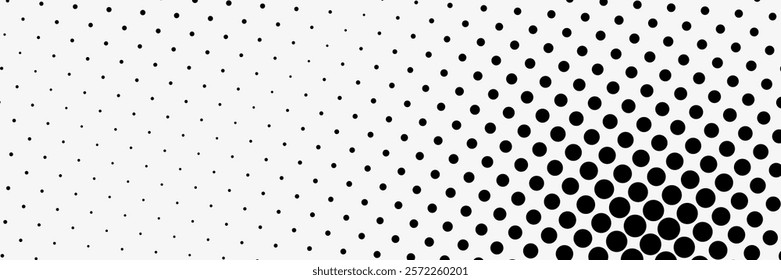 Wide halftone dotted background. Manga style wallpaper. Vector