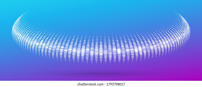 Breite Halftone Textur auf blauem Hintergrund. Moderner, gepunkteter futuristischer Hintergrund. Technologie deckt Vektorgrafik ab. SEP10