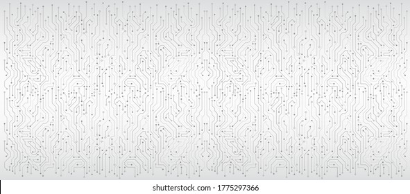 Wide High-tech technology background texture. Circuit board vector illustration. Vector electronic communication.