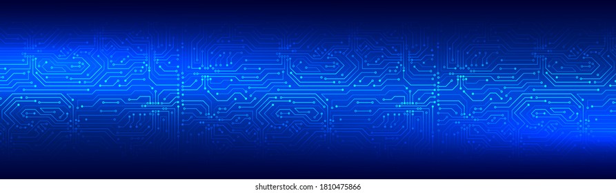 Wide High-tech technology background texture. Circuit board vector illustration. Microelectronics and engineering concept. 