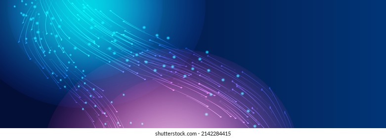 Wide Hi-tech digital technology concept. Illustration high computer technology on blue background. Abstract futuristic design. Sci-fi vector illustration dark blue background