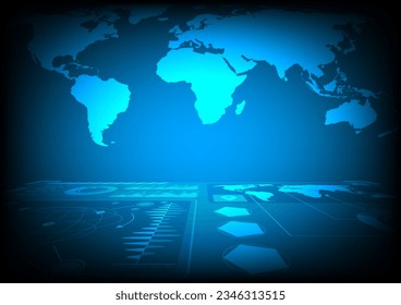 Wide Hi-tech digital technology concept. Illustration of high computer technology on blue background. Abstract futuristic design. vector tech circle and technology background.	
