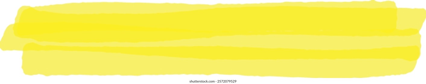 Wide horizontal banner featuring multiple overlapping brushstrokes of vibrant yellow watercolor paint, creating a textured and artistic backdrop