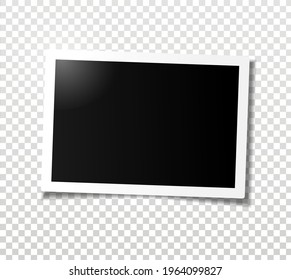 Wide horizontal photo frame with shadow. Vector illustration