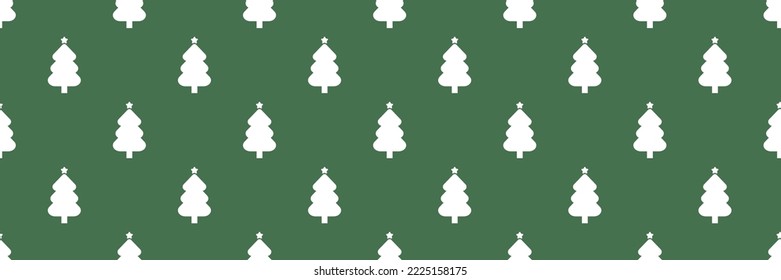 Wide horizontal vector seamless pattern background with christmas tree silhouettes for winter holidays design.
