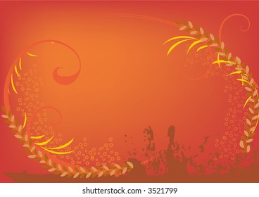 Wide hot, organic abstract background with grunge elements in vector format.
