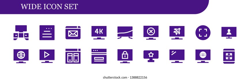 wide icon set. 18 filled wide icons.  Collection Of - Tv, Website, Television, Maximize, Web