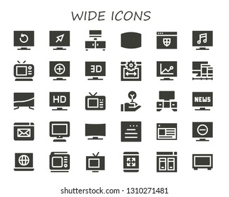wide icon set. 30 filled wide icons.  Simple modern icons about  - Television, Screen, Website, Tv, Web size, Screens, Freedom, Web, Internet, Maximize, Big screen