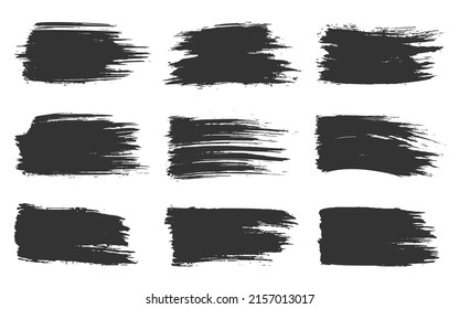 Wide ink smudge stain bristle rough brush black set. Dry texture bristle paper sponge print graffiti grunge ink blot stamp smudged crossed out chaotic paint stroke backdrop txt abstract shape isolated