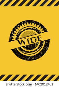 Wide inside warning sign, black grunge emblem. Vector Illustration. Detailed.