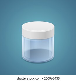 Wide jar isolated on blue background