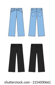 Juego de ilustraciones de vectores de pantalones vectores anchos