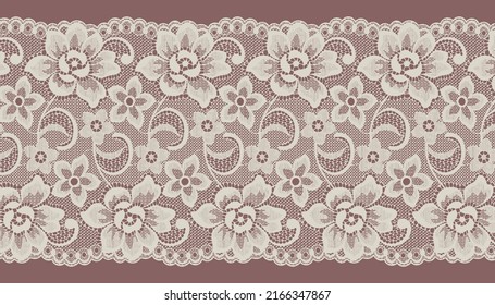 Wide Lace Ribbon Trim With  Flower