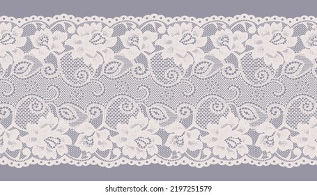 Wide Lace Ribbon Trim with Flower.