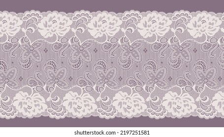 Wide Lace Ribbon Trim with Flower.