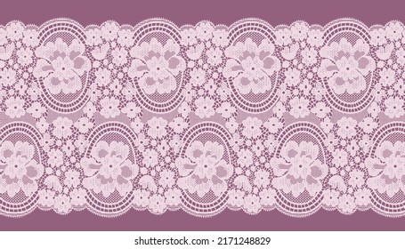 Wide Lace Trim With Big and small flowers.