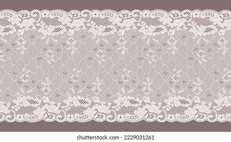 Wide lace trim with little flower and line.