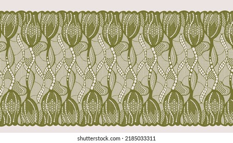 Wide  Lace with Tulip Floral Pattern.