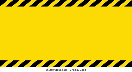 wide and large black and yellow blank warning sign board, attention road construction or police line sign notice background