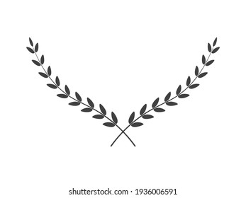 Wide laurel wreath image isolated on white background. Vector illustration.