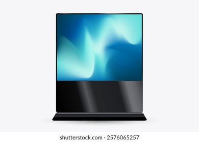 Wide LED TV Screen with gradient blue screen. A large Vertical Led Displays for technology LED Screen Mockup in 3Ds. editable LED vector, illustration