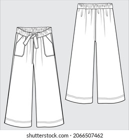 WIDE LEG BOTTOM FOR WOMEN AND TEEN GIRLS IN VECTOR FILE