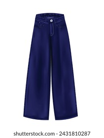 Wide leg jeans. vector illustration