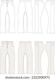 Wide Leg Pants Fashion Flat Template