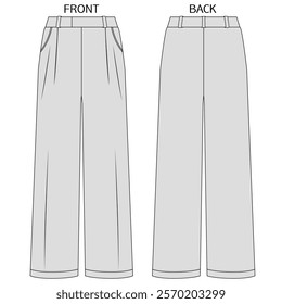 wide leg pants for petite women vector illustration. 