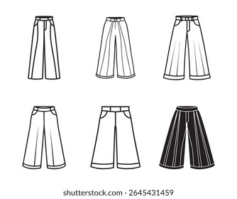 wide leg pants sketch icon line art vector illustration