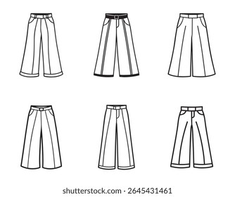 wide leg pants sketch icon line art vector illustration