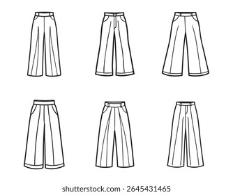 wide leg pants sketch icon line art vector illustration