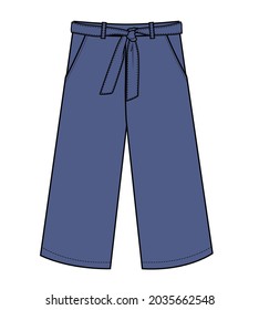 WIDE LEG PATNS WITH BELT DEAIL IN EDITABLE VECTOR FILE