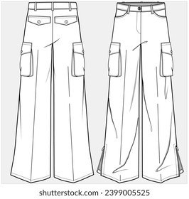 WIDE LEG SLOUCHY FIT BOTTOM WITH SIDE SLIT ZIPPER DETAIL PANTS TROUSER INSTRIPER PATTERN DESIGNED FOR WOMEN AND TEENS WEAR IN EDITABLE FILE