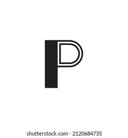 
einfaches Symbol für die Linie P und D mit breitem Buchstaben, Vektorgrafik