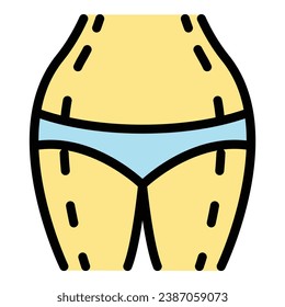 Wide liposuction icon outline vector. Cosmetic woman. Body surgery color flat