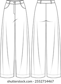 wide long pants flat sketch